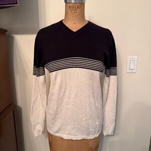 Vintage Carole Little Sport 90s Striped V-Neck Sweater